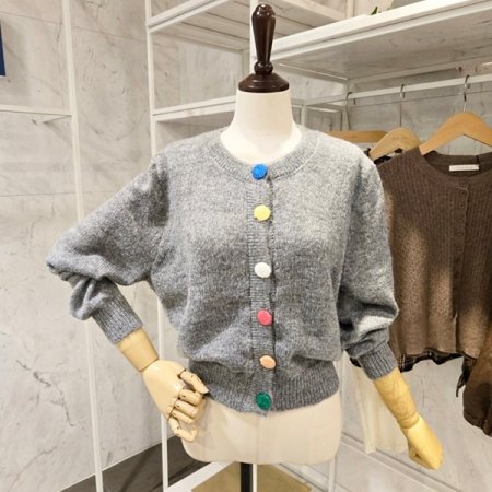 컬러 뜨개단추 가디건