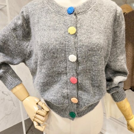 컬러 뜨개단추 가디건