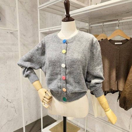 컬러 뜨개단추 가디건