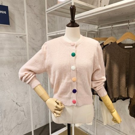 컬러 뜨개단추 가디건
