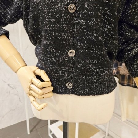 양 리본 장식 가디건