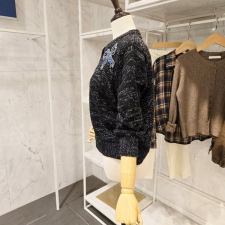 양 리본 장식 가디건