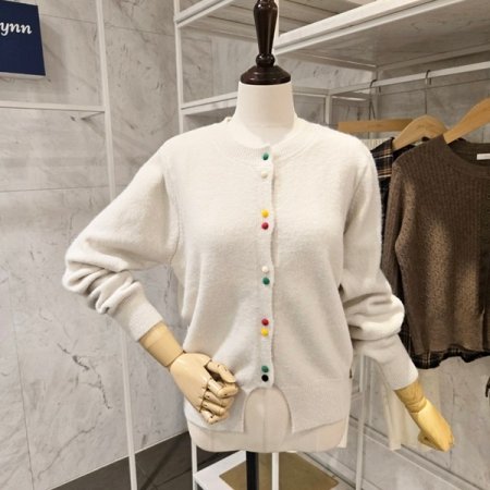 컬러 싸개 단추 가디건