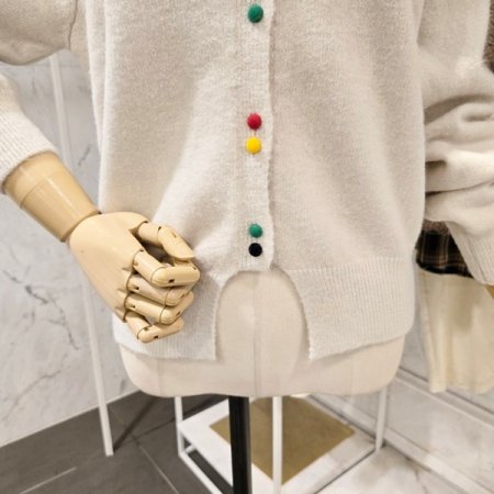 컬러 싸개 단추 가디건