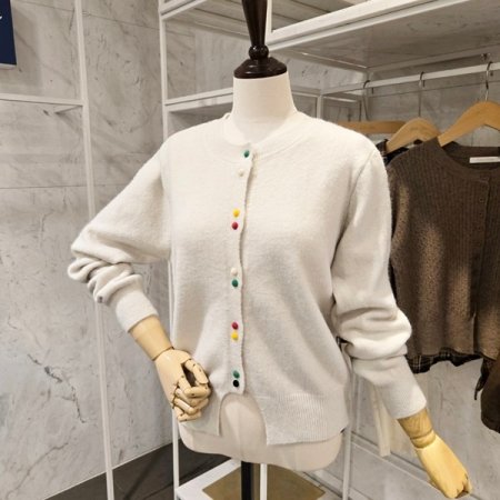 컬러 싸개 단추 가디건