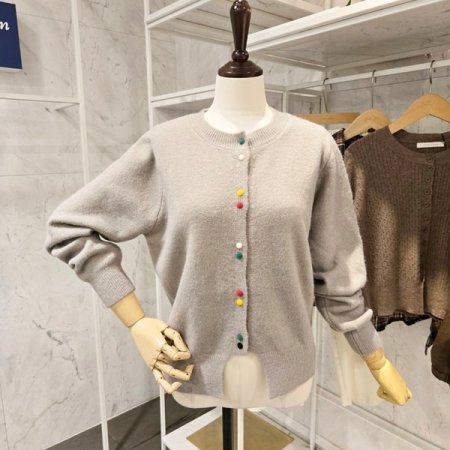 컬러 싸개 단추 가디건