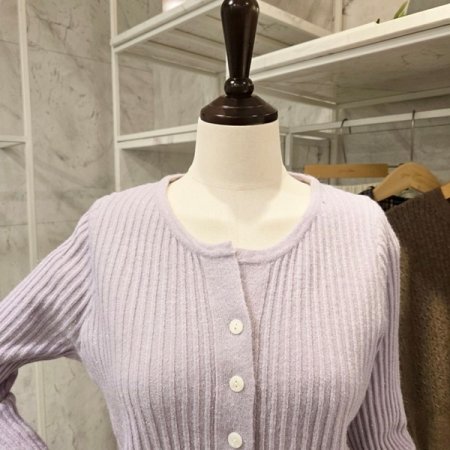 컬러 골지 니트 가디건