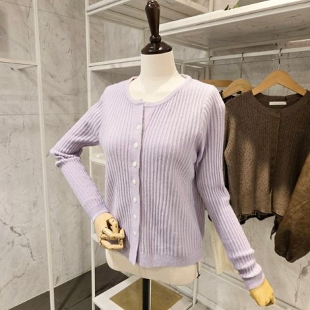 컬러 골지 니트 가디건