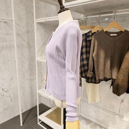 컬러 골지 니트 가디건