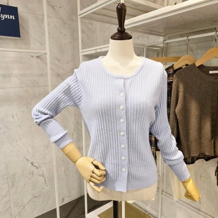 컬러 골지 니트 가디건