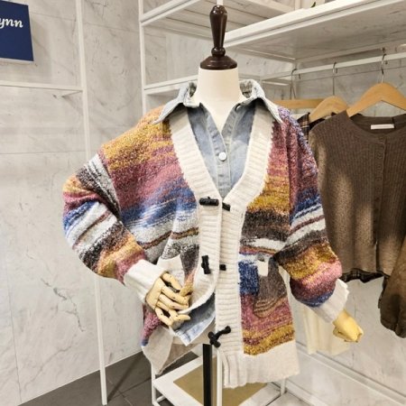 데님 배색 오버핏 가디건