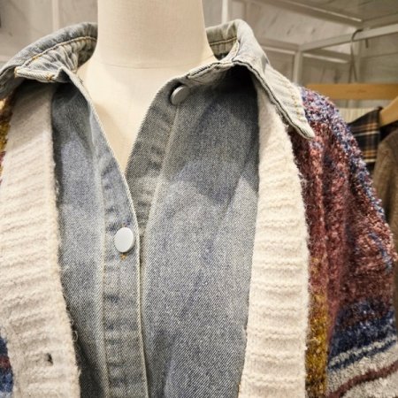 데님 배색 오버핏 가디건