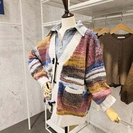 데님 배색 오버핏 가디건