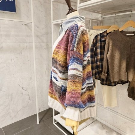 데님 배색 오버핏 가디건