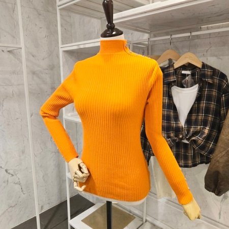 어깨 장식 골지 니트