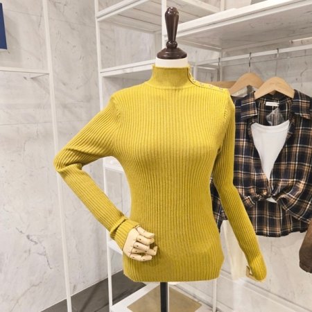 어깨 장식 골지 니트