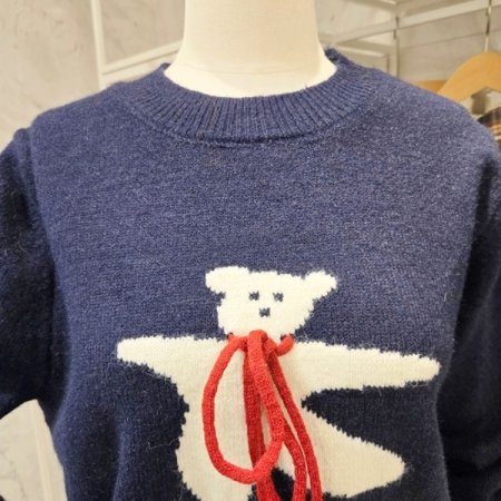 곰돌이 자수 니트