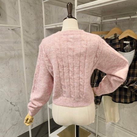 X꼬임 하프크롭 니트