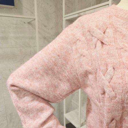 X꼬임 하프크롭 니트