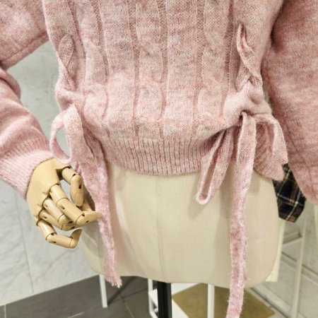 X꼬임 하프크롭 니트