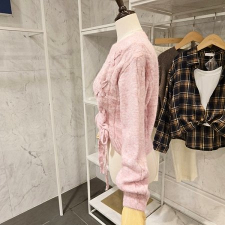 X꼬임 하프크롭 니트