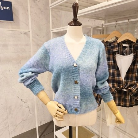 하트단추 그라데이션 가디건