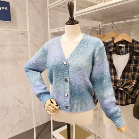 하트단추 그라데이션 가디건