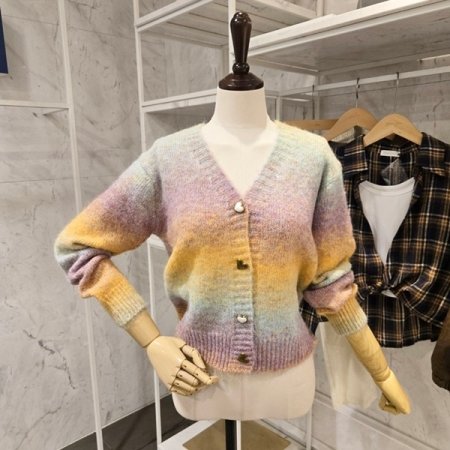 하트단추 그라데이션 가디건