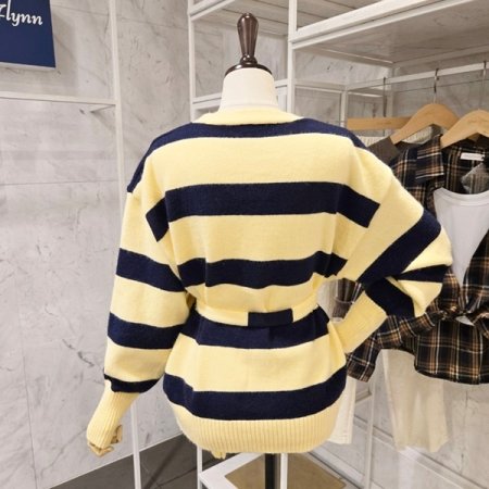 스트라이프 가디건 끈 세트