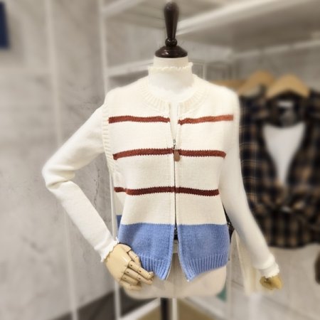 줄무늬 투웨이 니트 조끼