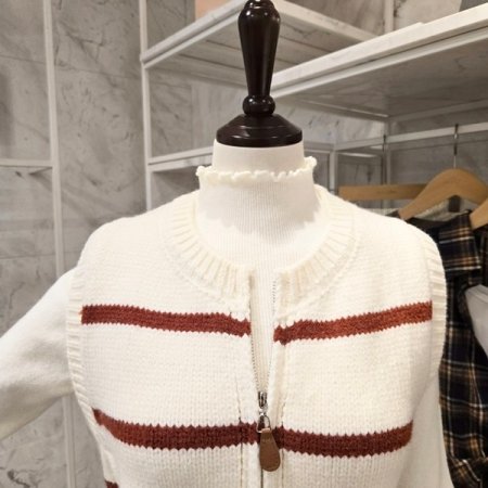 줄무늬 투웨이 니트 조끼