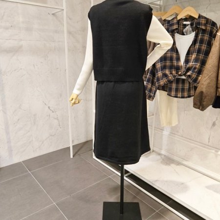 플라워 니트 조끼 원피스 세트