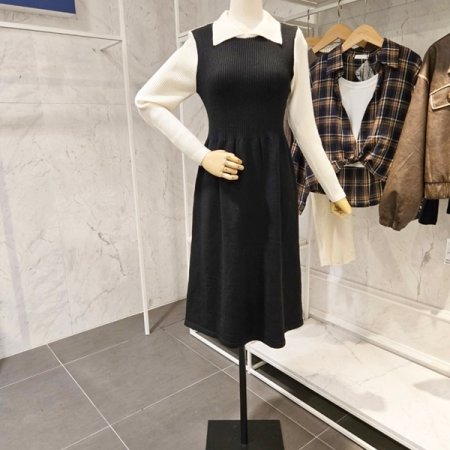 플라워 니트 조끼 원피스 세트