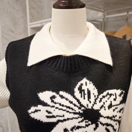 플라워 니트 조끼 원피스 세트