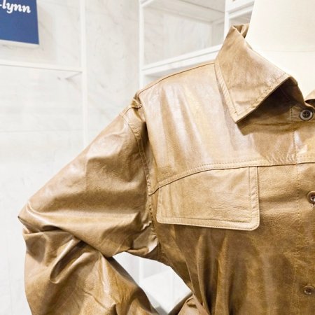 벨티드 레더 셔츠