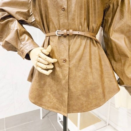 벨티드 레더 셔츠