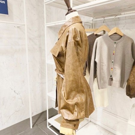 벨티드 레더 셔츠