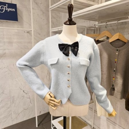 리본 브로치 니트 자켓