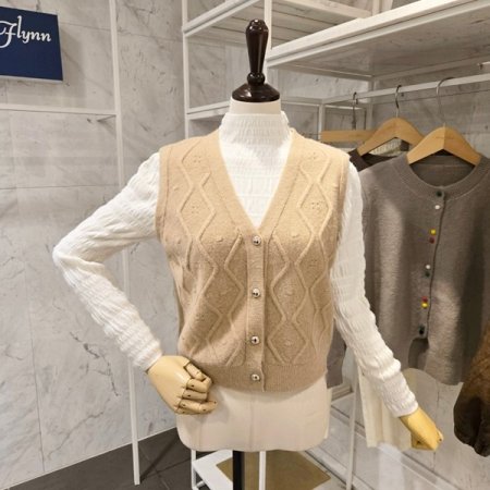 패턴 짜임 니트 조끼