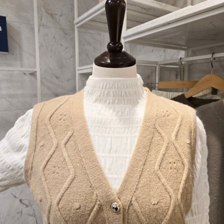 패턴 짜임 니트 조끼