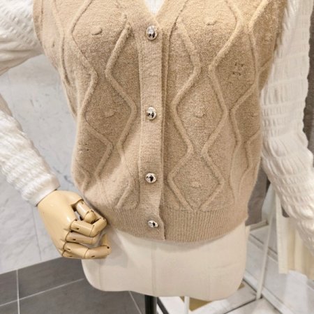 패턴 짜임 니트 조끼