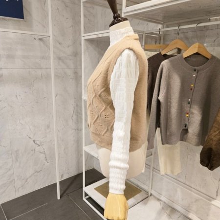 패턴 짜임 니트 조끼