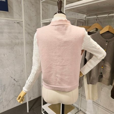 꽃자수 니트 조끼