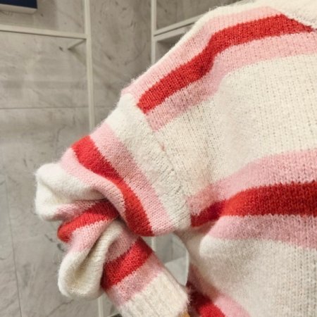 스트라이프 니트 스커트 세트