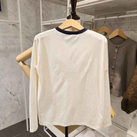 장미 배색 긴팔 티셔츠