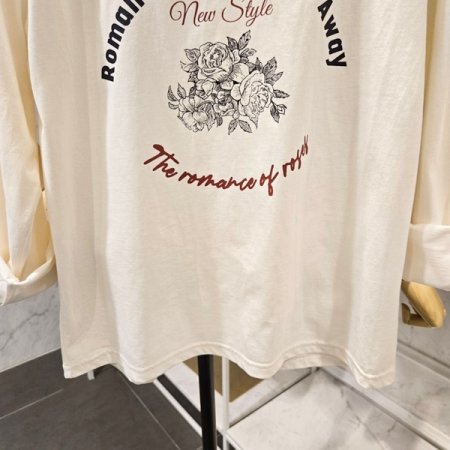 장미 배색 긴팔 티셔츠