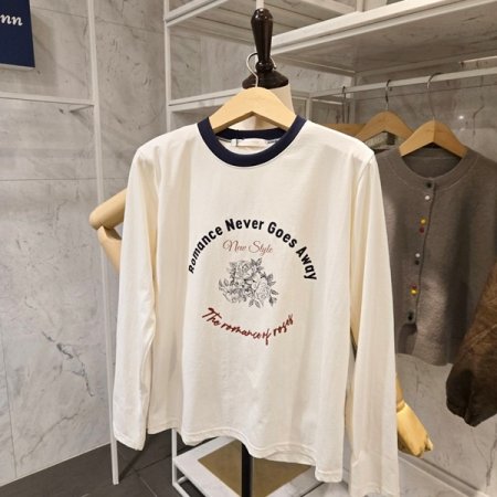 장미 배색 긴팔 티셔츠