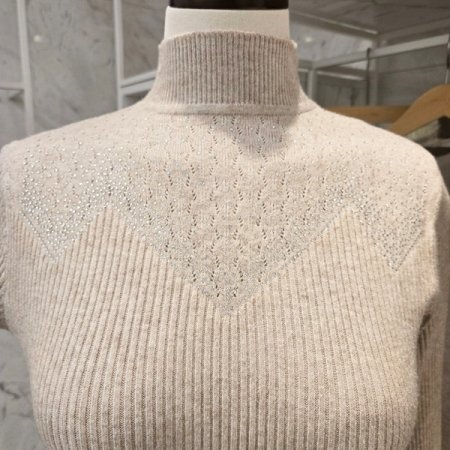 비쥬장식 골지 니트