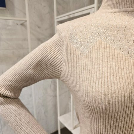 비쥬장식 골지 니트