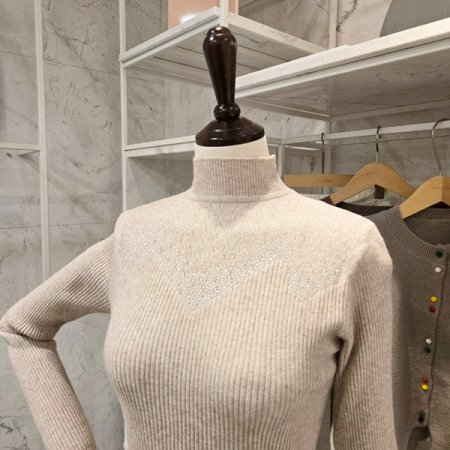 비쥬장식 골지 니트